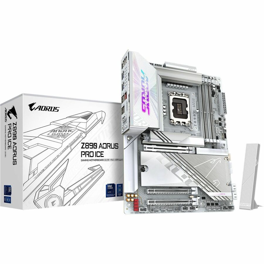 GIGABYTE Ultra Durable Z890 PRO ICE Gaming Desktop Motherboard - Intel Z890 Chipset - Socket LGA-1851 - ATX