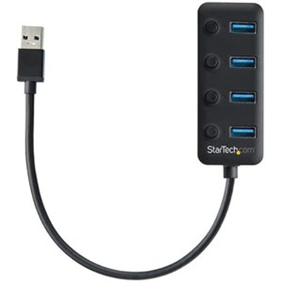 StarTech.com 4 Port USB 3.0 Hub - USB Type-A to 4x USB-A with Individual On/Off Port Switches - SuperSpeed 5Gbps USB 3.2 Gen 1 - Bus Power