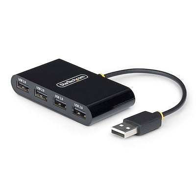 StarTech.com 4-Port USB 2.0 Hub, USB Bus Powered, Small Travel Mini USB Hub, Multi-Port USB 2.0 Splitter, Portable USB Hub, 480Mbps