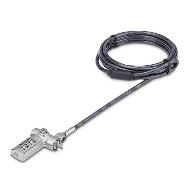 StarTech.com Universal Laptop Lock 6.6ft, Security Cable For Notebook Compatible w/Noble Wedge®/Nano/K-Slot; Keyless Combo. Locking Cable