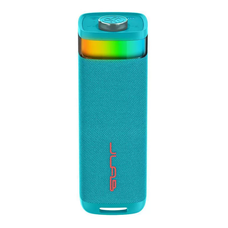JLab Party Portable Speaker - Cyan: Dual Pairing, Waterproof Bluetooth, LED Light - Cyan