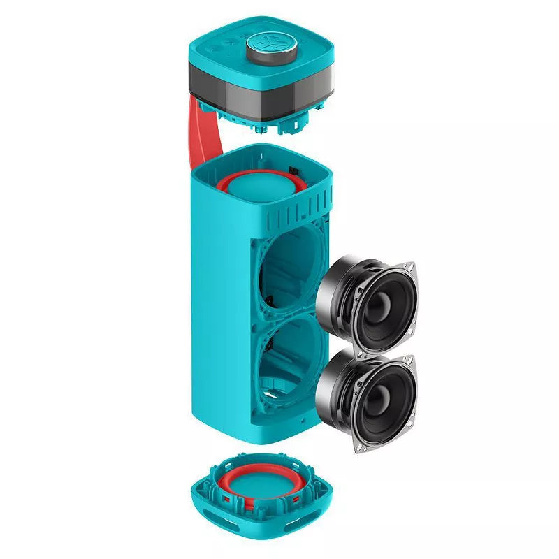 JLab Party Portable Speaker - Cyan: Dual Pairing, Waterproof Bluetooth, LED Light - Cyan