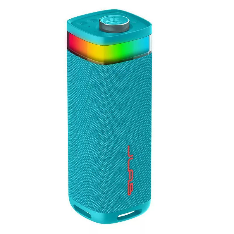 JLab Party Portable Speaker - Cyan: Dual Pairing, Waterproof Bluetooth, LED Light - Cyan
