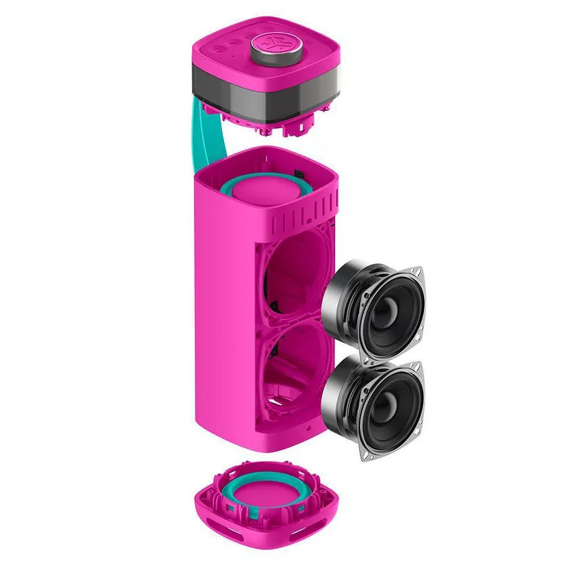 JLab Party Portable Speaker - Pink: Dual Pairing, Waterproof Bluetooth, LED Light - Pink