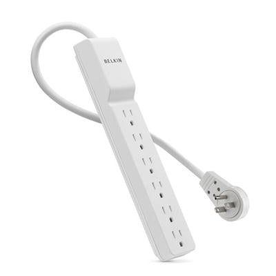 Protector contra sobretensiones Belkin para casa y oficina con 6 tomas - Enchufe giratorio - Cable de 1,8 m - Blanco - 720 julios